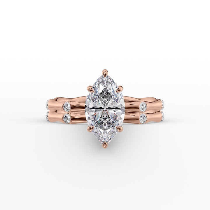 The Sabrina Set With Marquise Side Stone Lab Diamond 2 Carat 14K Rose#material_14k-rose