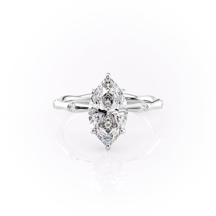 The Sabrina Set With Marquise Side Stone Lab Diamond 1 Carat 14K White#material_14k-white