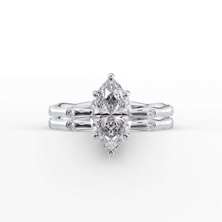 The Sabrina Set With Marquise Side Stone Lab Diamond 2 Carat 14K White#material_14k-white