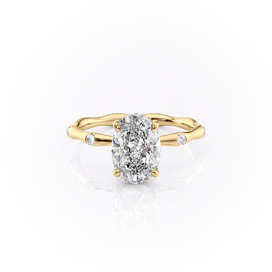 The Sabrina Set With Oval Side Stone Lab Diamond 1 Carat 14K Gold#material_14k-gold