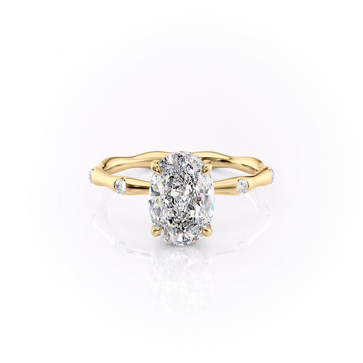 The Sabrina Set With Oval Side Stone Moissanite#material_14k-gold