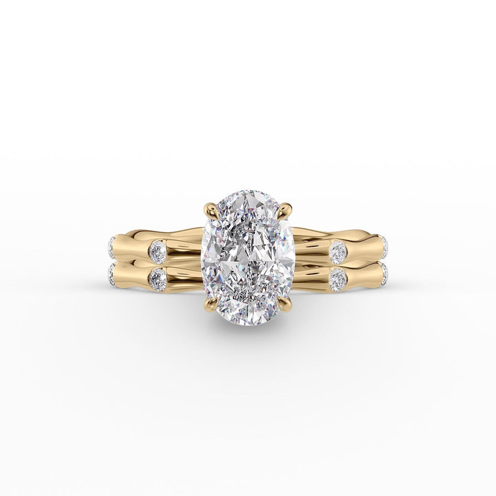 The Sabrina Set With Oval Side Stone Moissanite#material_14k-gold