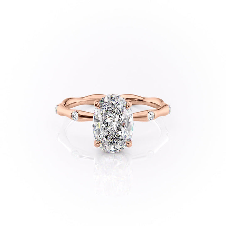 The Sabrina Set With Oval Side Stone Lab Diamond 1 Carat 14K Rose#material_14k-rose