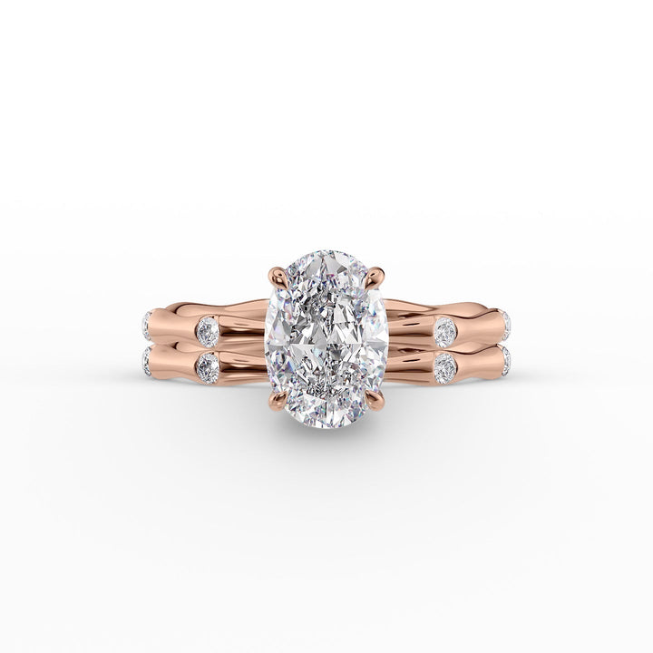 The Sabrina Set With Oval Side Stone Lab Diamond 2 Carat 14K Rose#material_14k-rose