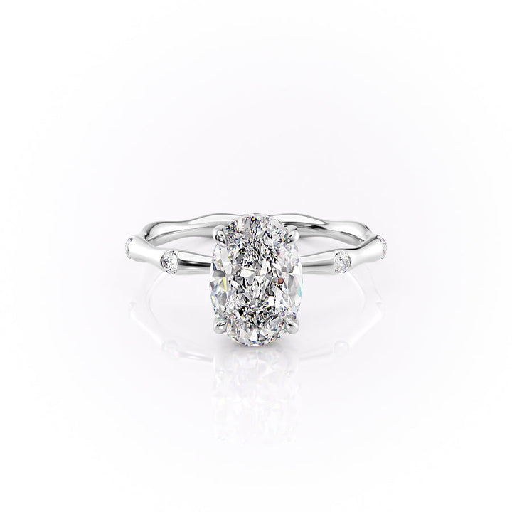 The Sabrina Set With Oval Side Stone Lab Diamond 1 Carat 14K White#material_14k-white