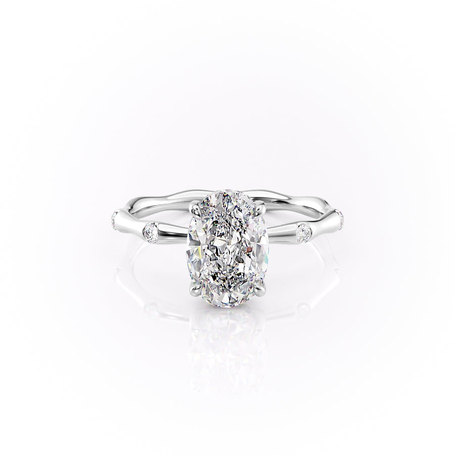 The Sabrina Set With Oval Side Stone Moissanite#material_14k-white