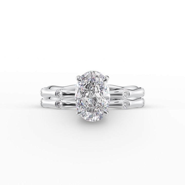 The Sabrina Set With Oval Side Stone Lab Diamond 2 Carat 14K White#material_14k-white