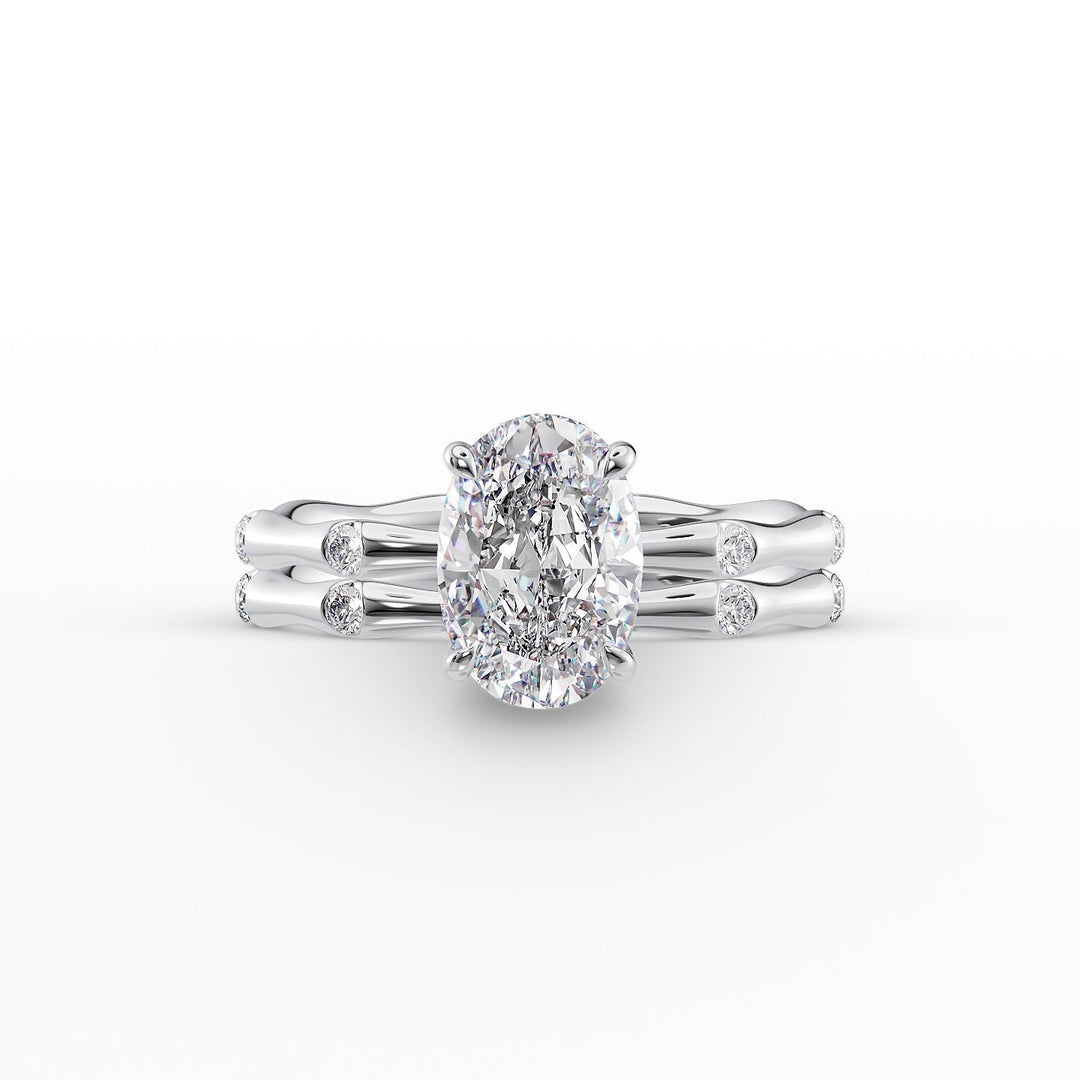 The Sabrina Set With Oval Side Stone Moissanite#material_14k-white