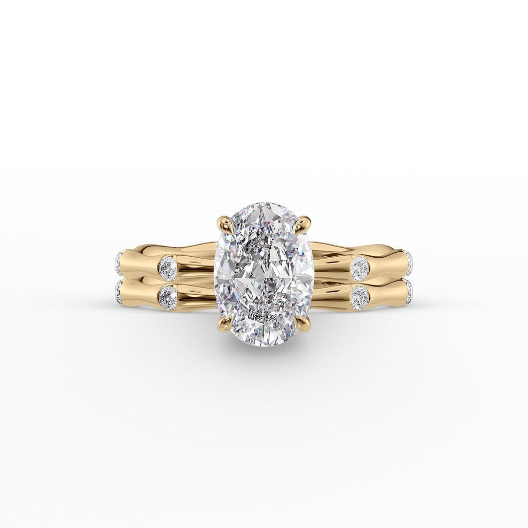 The Sabrina Set With Oval Side Stone Lab Diamond 2 Carat 18K Gold#material_18k-gold