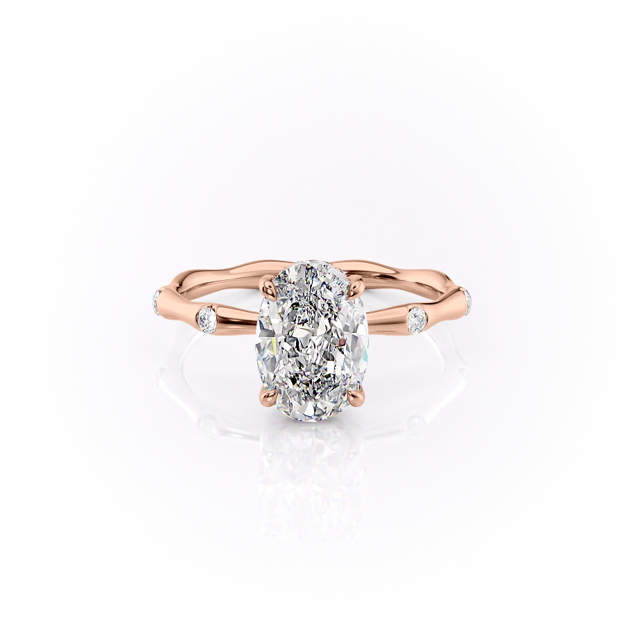 The Sabrina Set With Oval Side Stone Moissanite#material_18k-rose