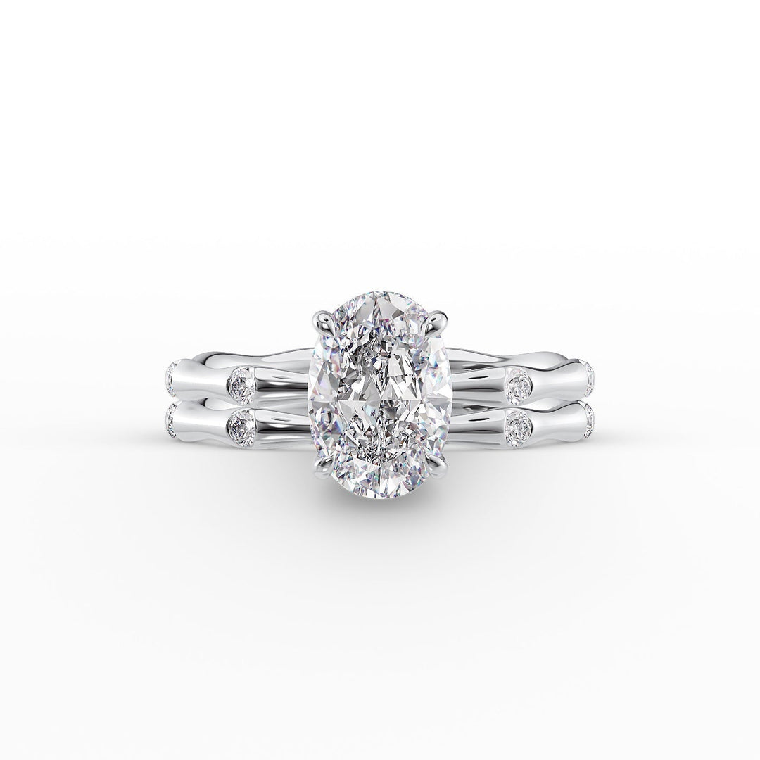 The Sabrina Set With Oval Side Stone Lab Diamond 2 Carat 18K White#material_18k-white