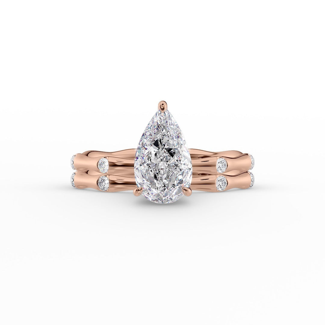 The Sabrina Set With Pear Side Stone Lab Diamond 2 Carat 14K Rose#material_14k-rose