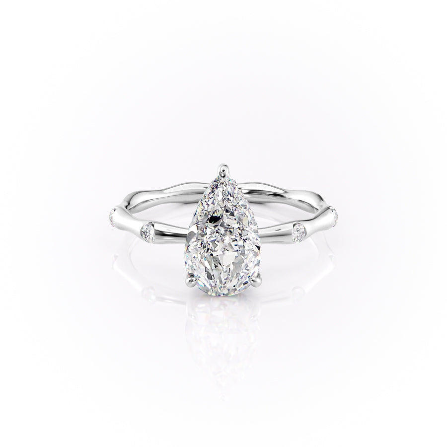 The Sabrina Set With Pear Side Stone Lab Diamond 1 Carat 14K White#material_14k-white