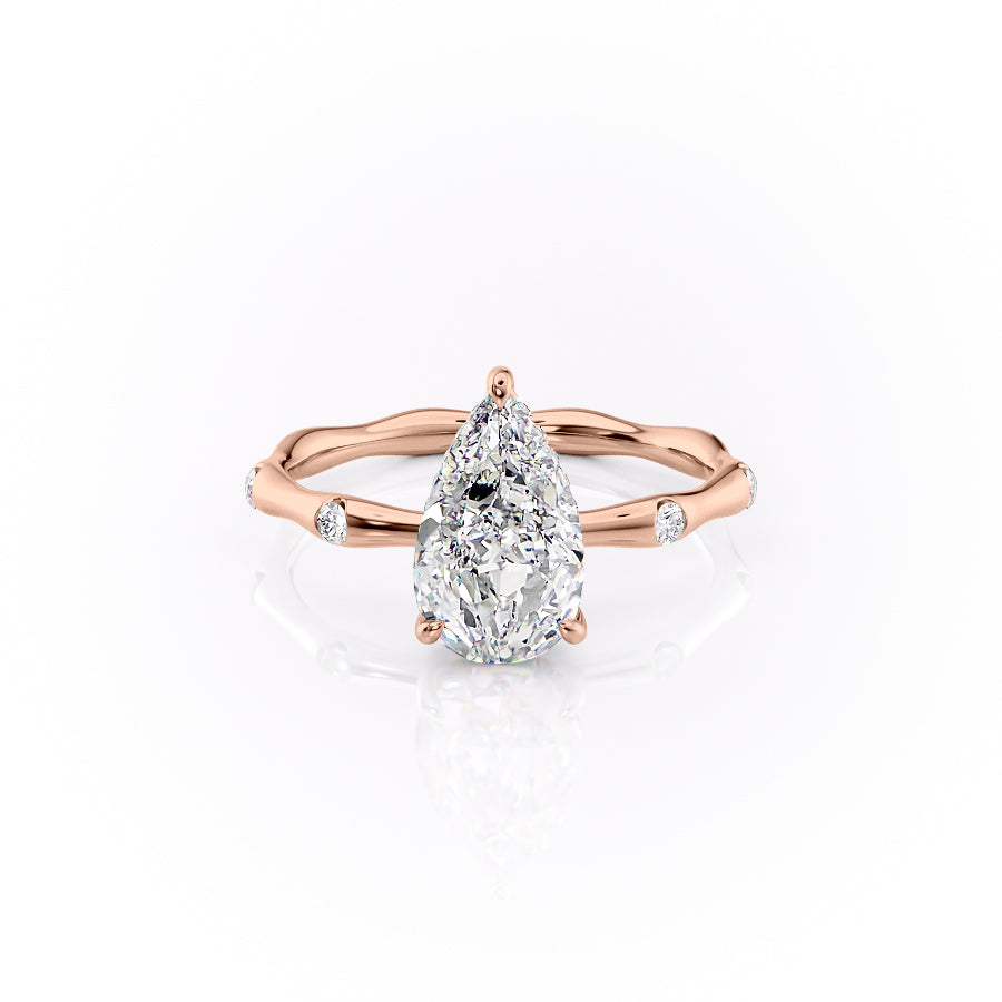 The Sabrina Set With Pear Side Stone Moissanite#material_18k-rose