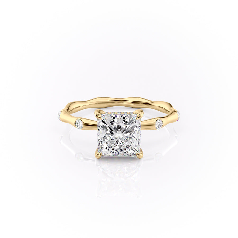 The Sabrina Set With Princess Side Stone Lab Diamond 1 Carat 14K Gold#material_14k-gold