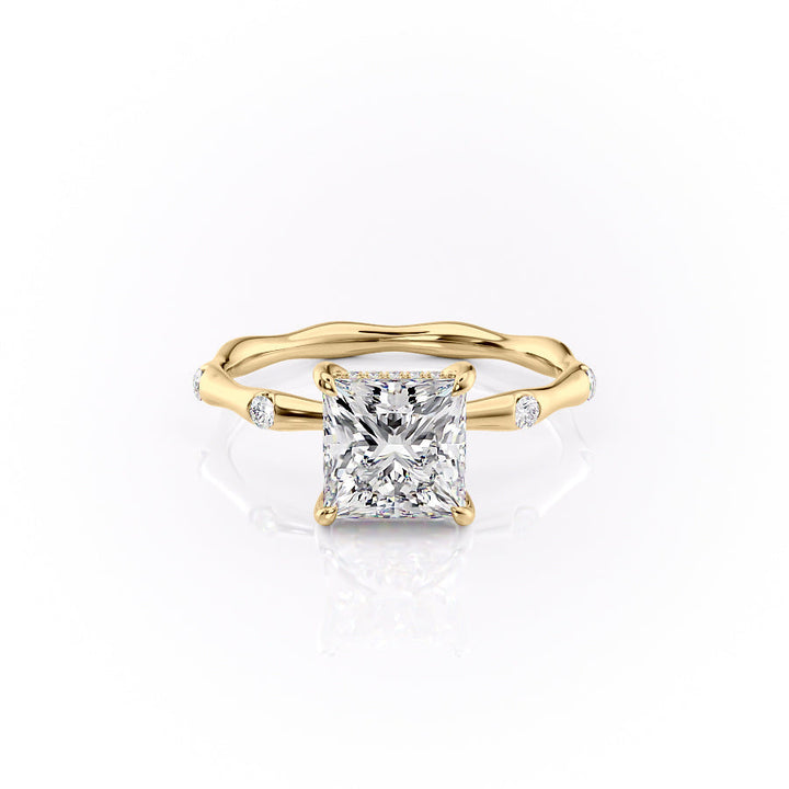 The Sabrina Set With Princess Side Stone Moissanite#material_14k-gold