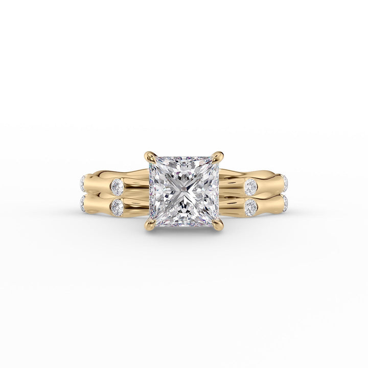 The Sabrina Set With Princess Side Stone Lab Diamond 2 Carat 14K Gold#material_14k-gold