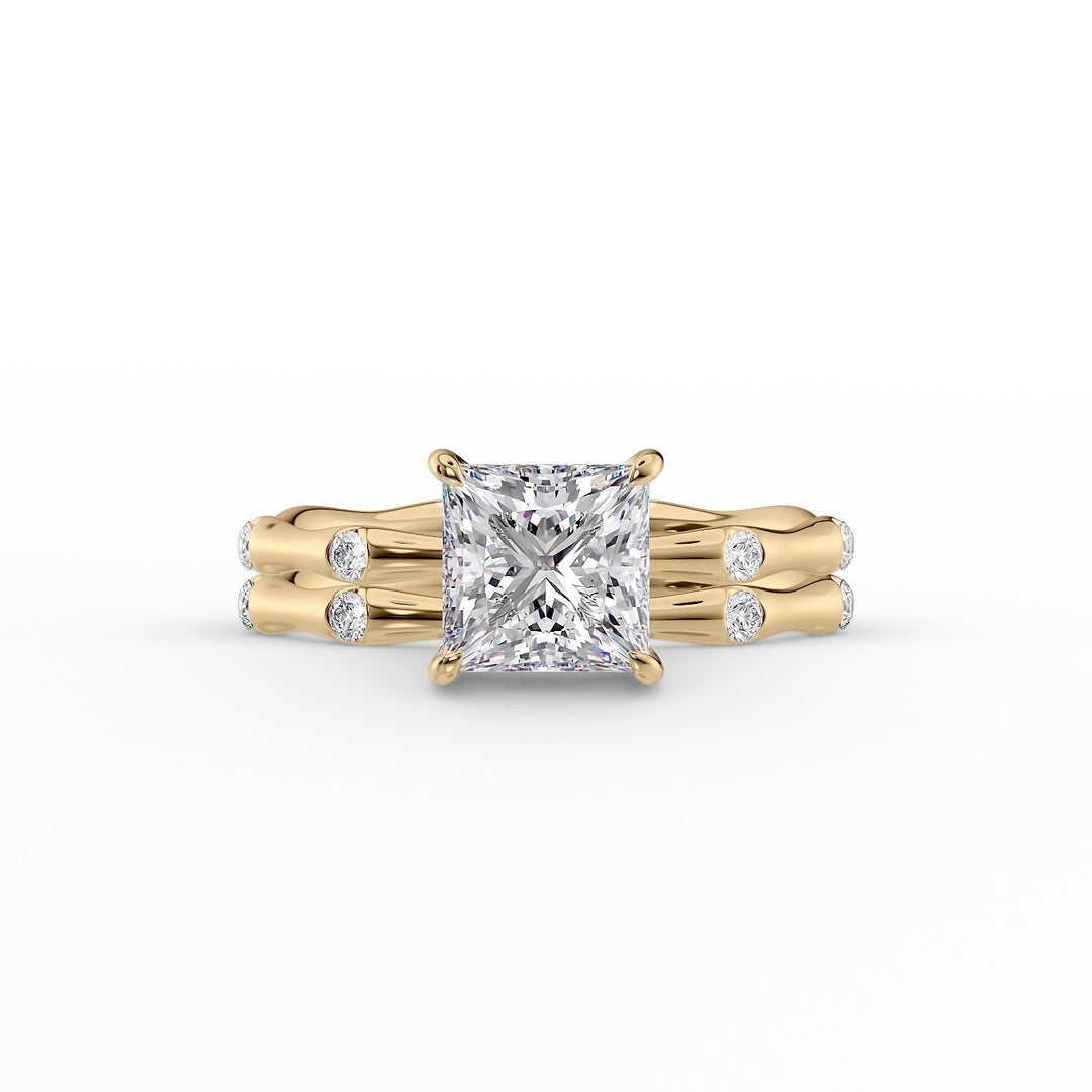 The Sabrina Set With Princess Side Stone Moissanite#material_14k-gold