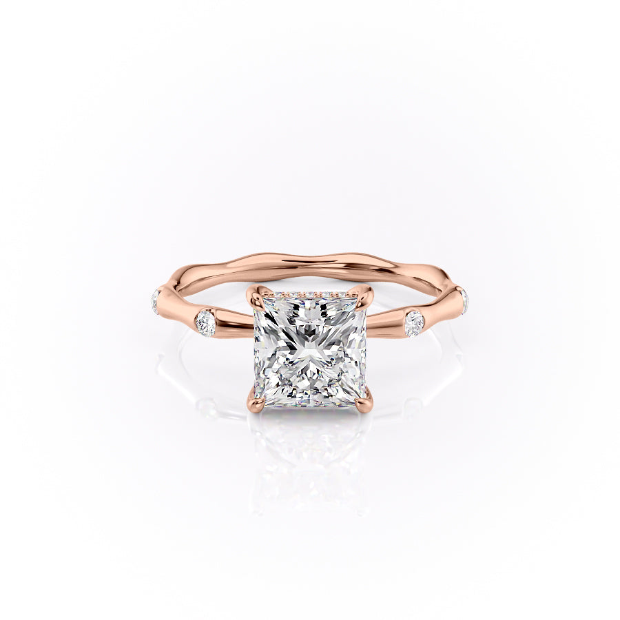 The Sabrina Set With Princess Side Stone Lab Diamond 1 Carat 14K Rose#material_14k-rose