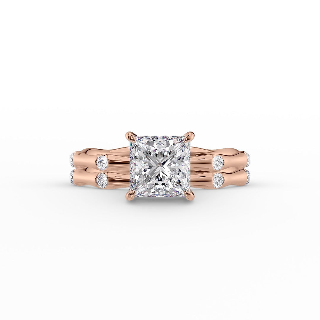 The Sabrina Set With Princess Side Stone Lab Diamond 2 Carat 14K Rose#material_14k-rose