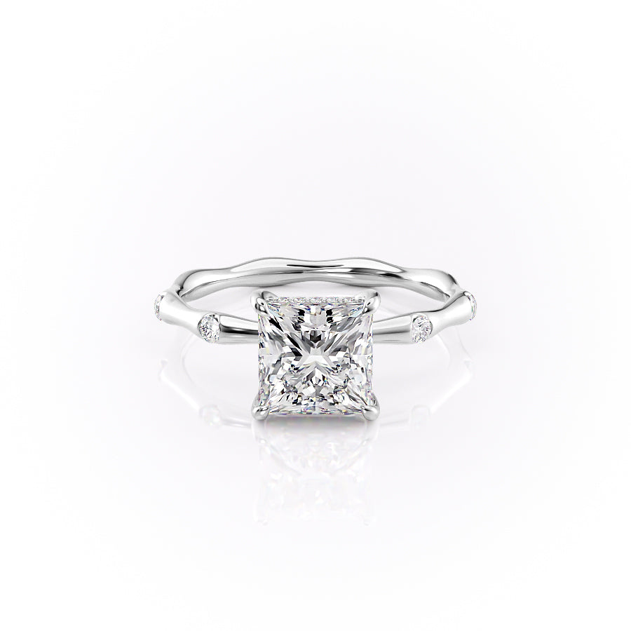 The Sabrina Set With Princess Side Stone Lab Diamond 1 Carat 14K White#material_14k-white