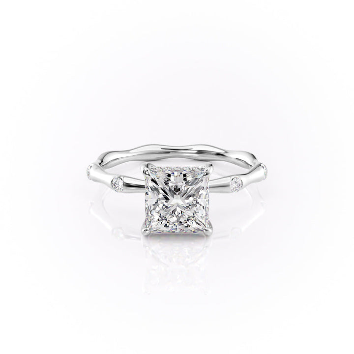 The Sabrina Set With Princess Side Stone Moissanite#material_14k-white