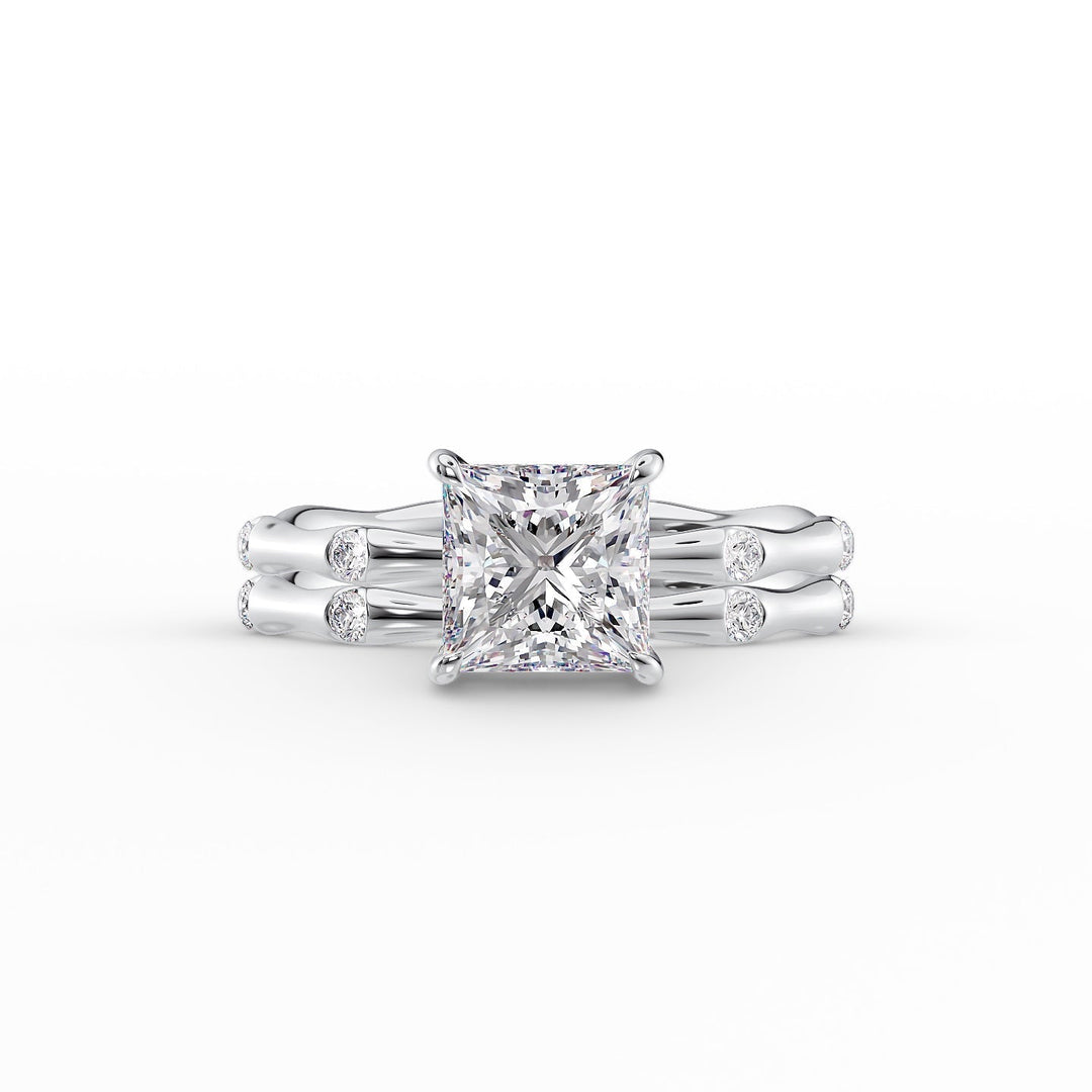 The Sabrina Set With Princess Side Stone Lab Diamond 2 Carat 14K White#material_14k-white