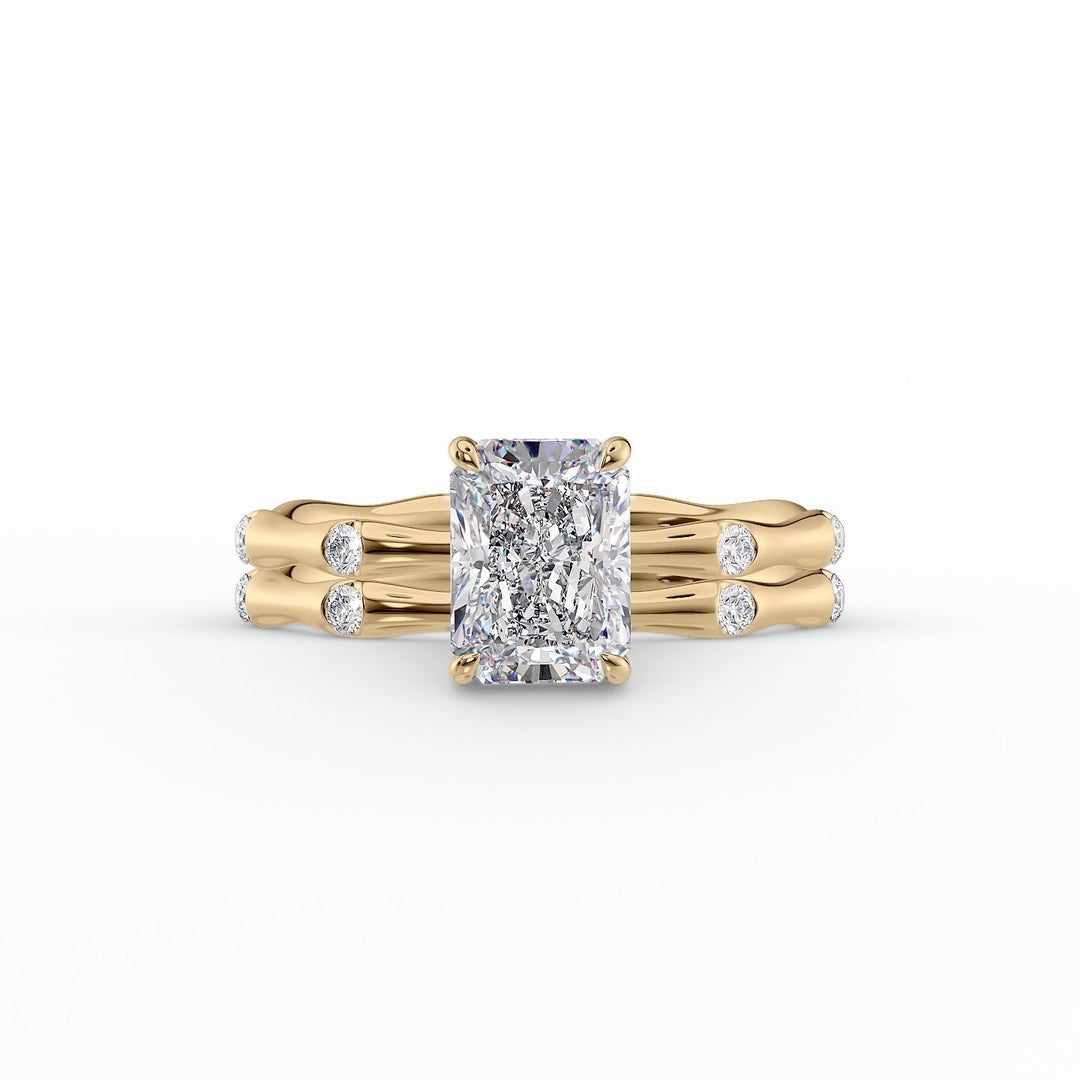 The Sabrina Set With Radiant Side Stone Moissanite#material_14k-gold