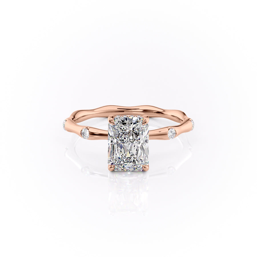 The Sabrina Set With Radiant Side Stone Lab Diamond 1 Carat 14K Rose#material_14k-rose