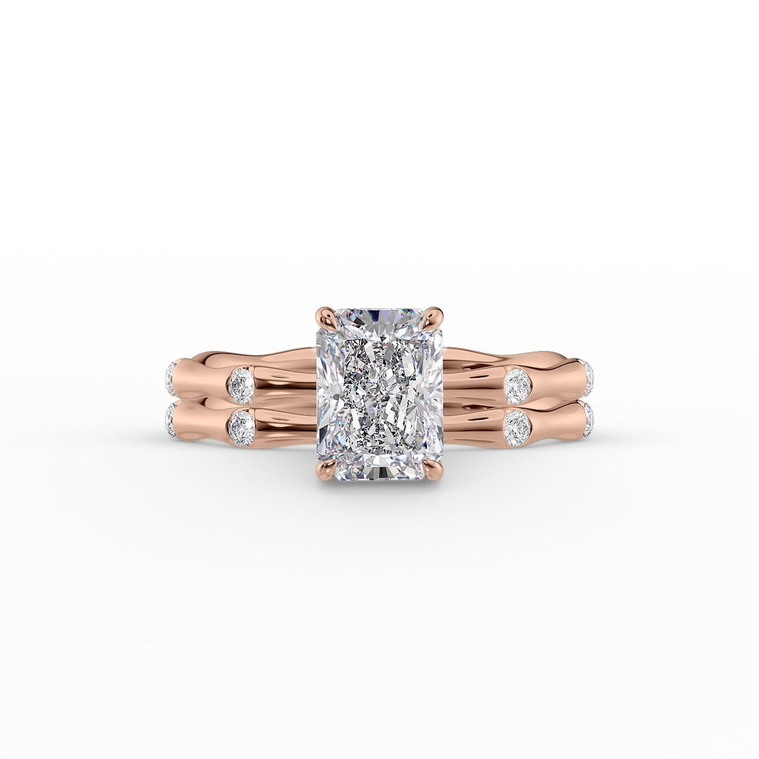 The Sabrina Set With Radiant Side Stone Lab Diamond 2 Carat 14K Rose#material_14k-rose