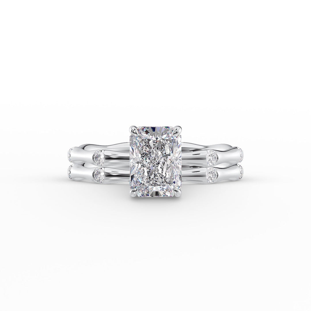 The Sabrina Set With Radiant Side Stone Lab Diamond 2 Carat 14K White#material_14k-white