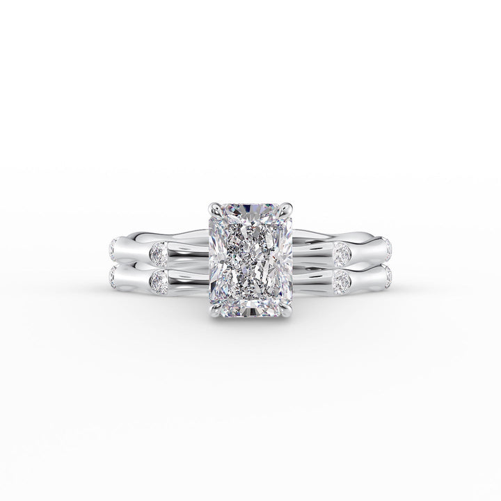 The Sabrina Set With Radiant Side Stone Moissanite#material_14k-white