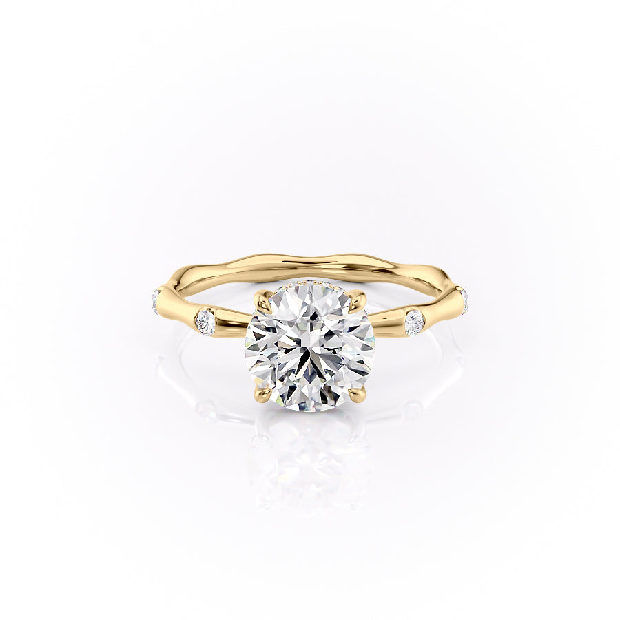 The Sabrina Set With Round Side Stone Lab Diamond 1 Carat 14K Gold#material_14k-gold