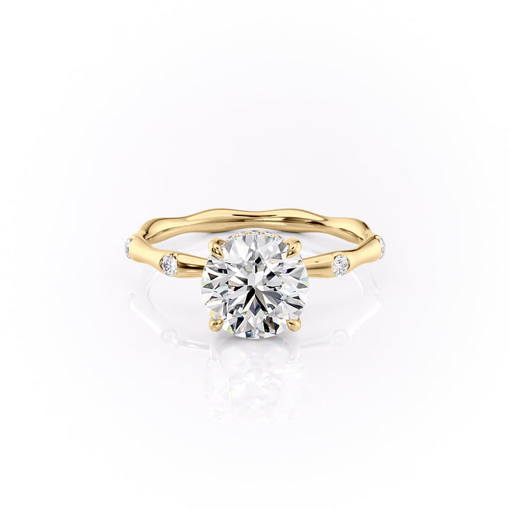 The Sabrina Set With Round Side Stone Moissanite#material_14k-gold