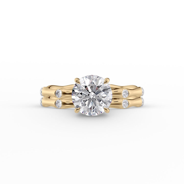 The Sabrina Set With Round Side Stone Lab Diamond 2 Carat 14K Gold#material_14k-gold