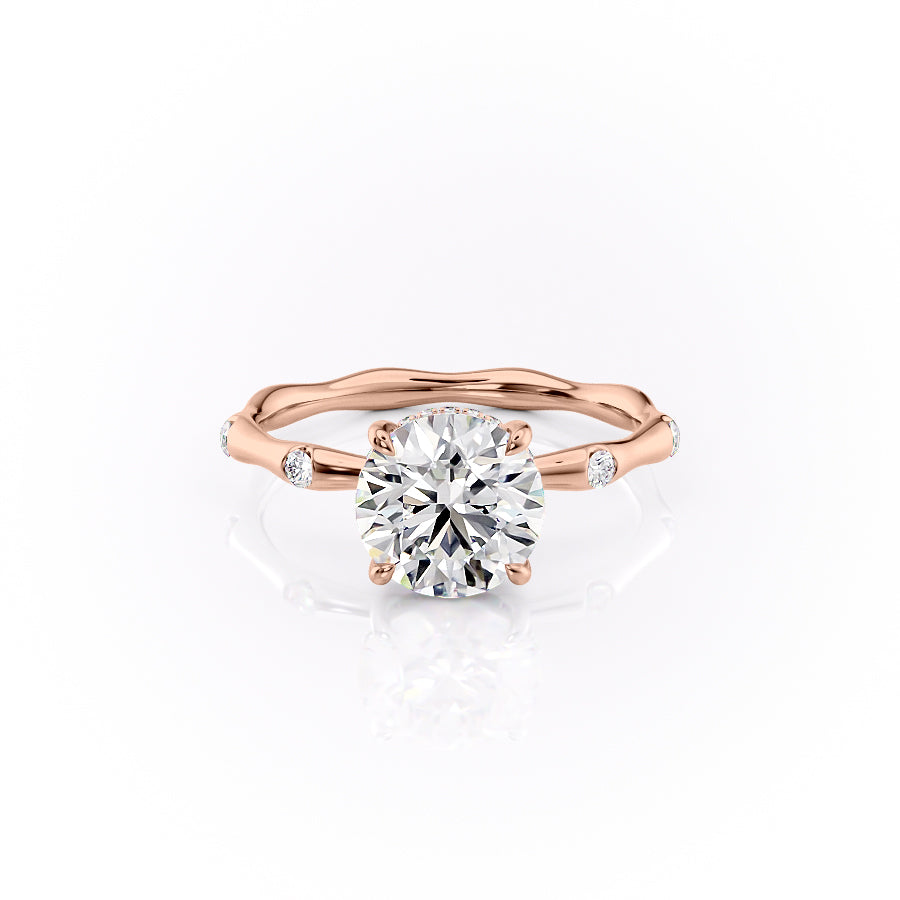 The Sabrina Set With Round Side Stone Lab Diamond 1 Carat 14K Rose#material_14k-rose