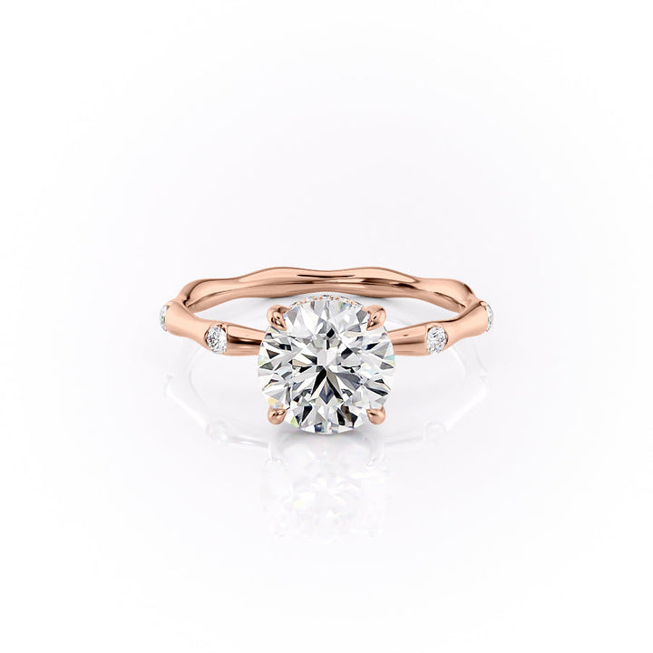 The Sabrina Set With Round Side Stone Lab Diamond 1 Carat 14K Rose#material_14k-rose