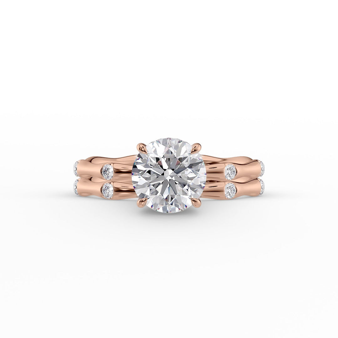 The Sabrina Set With Round Side Stone Lab Diamond 2 Carat 14K Rose#material_14k-rose