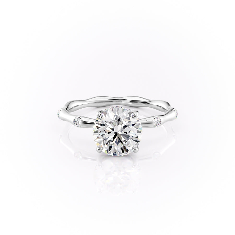 The Sabrina Set With Round Side Stone Lab Diamond 1 Carat 14K White#material_14k-white