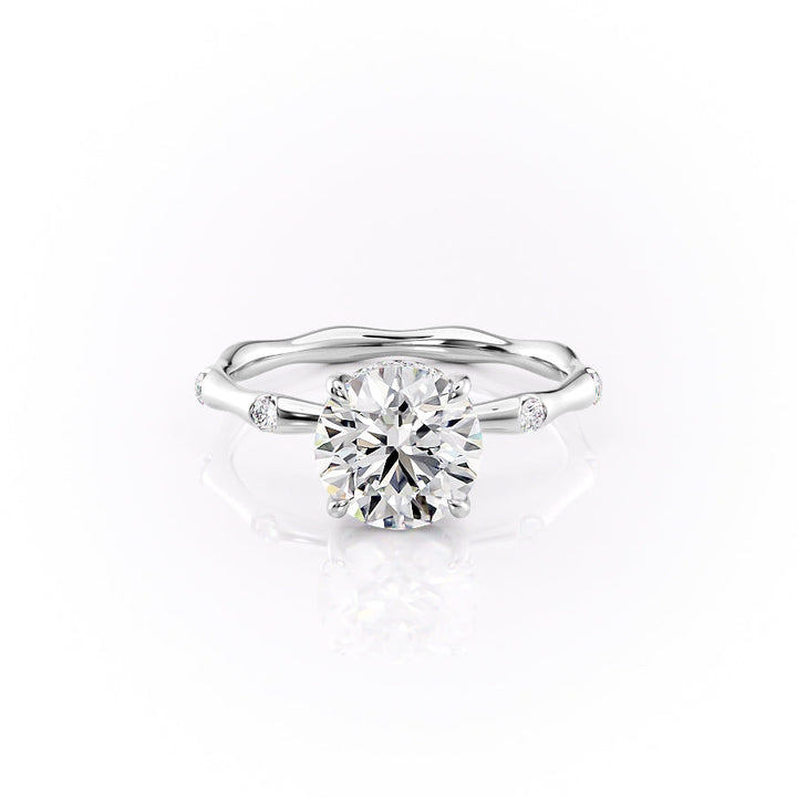 The Sabrina Set With Round Side Stone Lab Diamond 1 Carat 14K White#material_14k-white