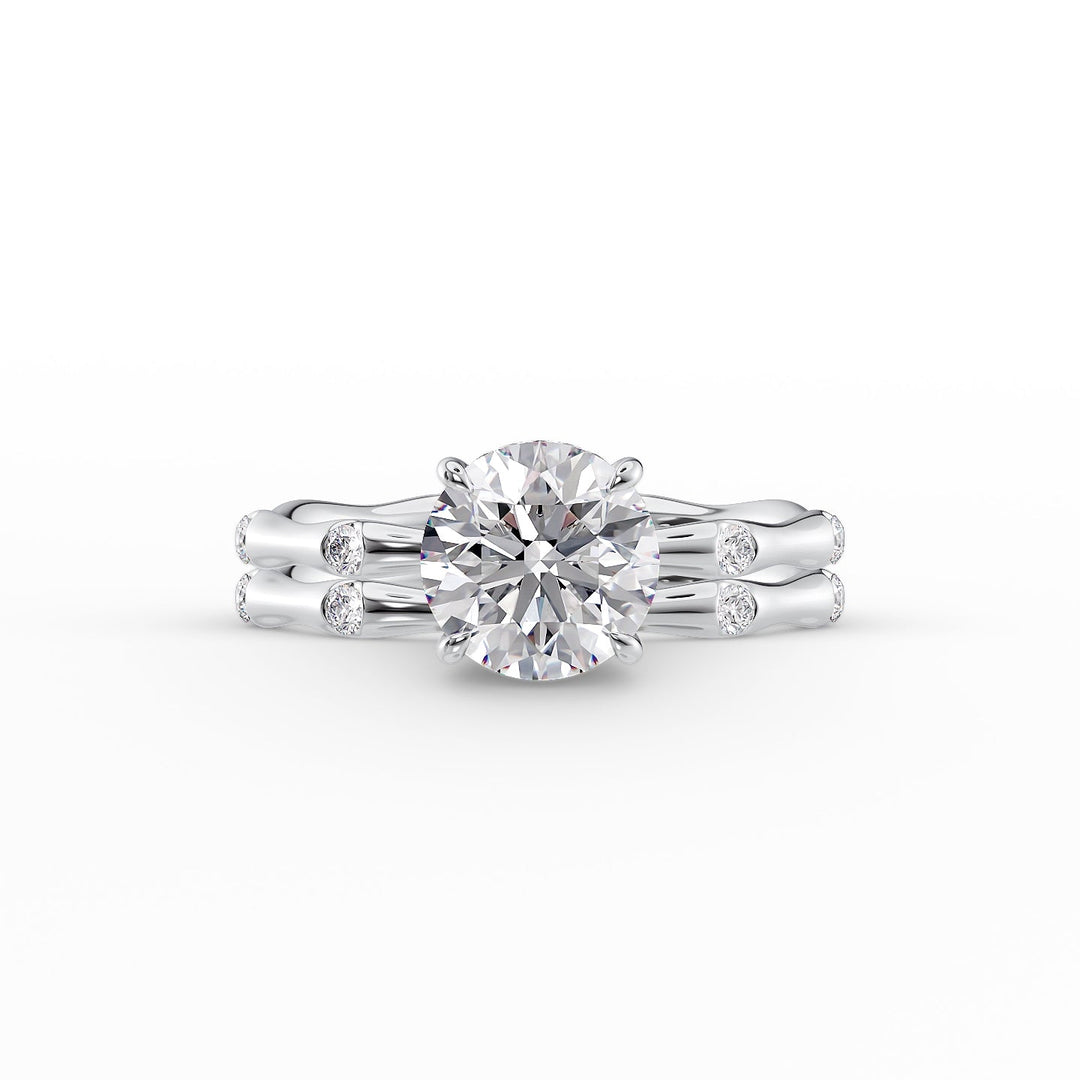 The Sabrina Set With Round Side Stone Lab Diamond 2 Carat 14K White#material_14k-white