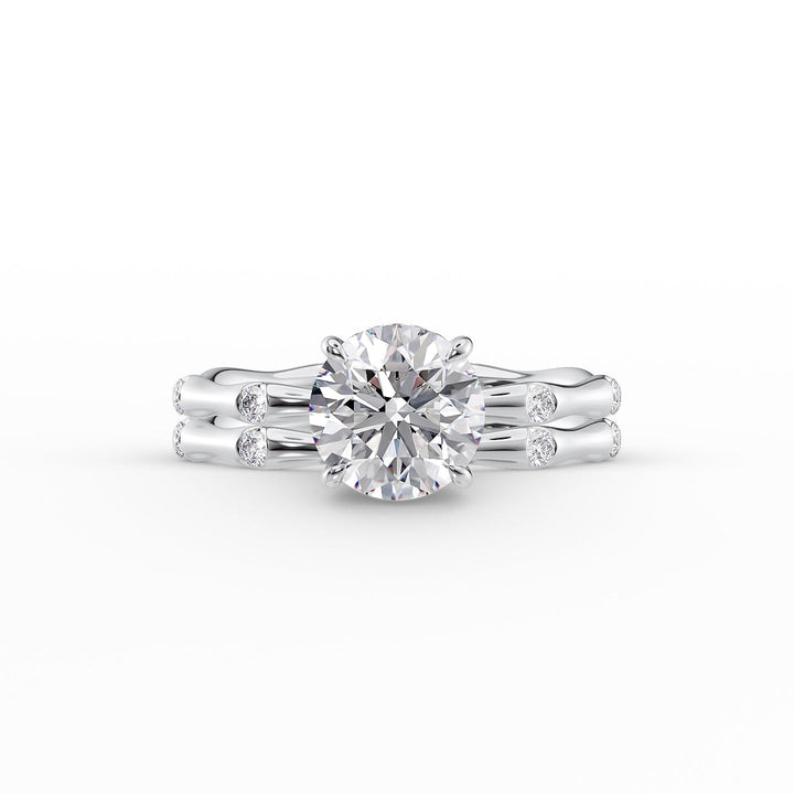 The Sabrina Set With Round Side Stone Lab Diamond 2 Carat 14K White#material_14k-white