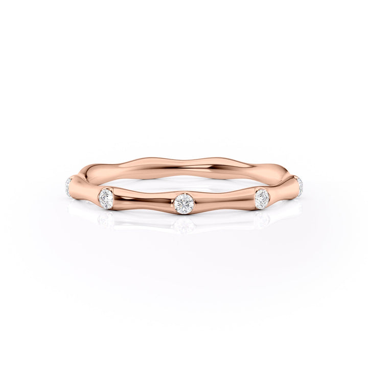 The Sabrina Wedding Bands Diamonds Half Way 14K Rose#material_14k-rose