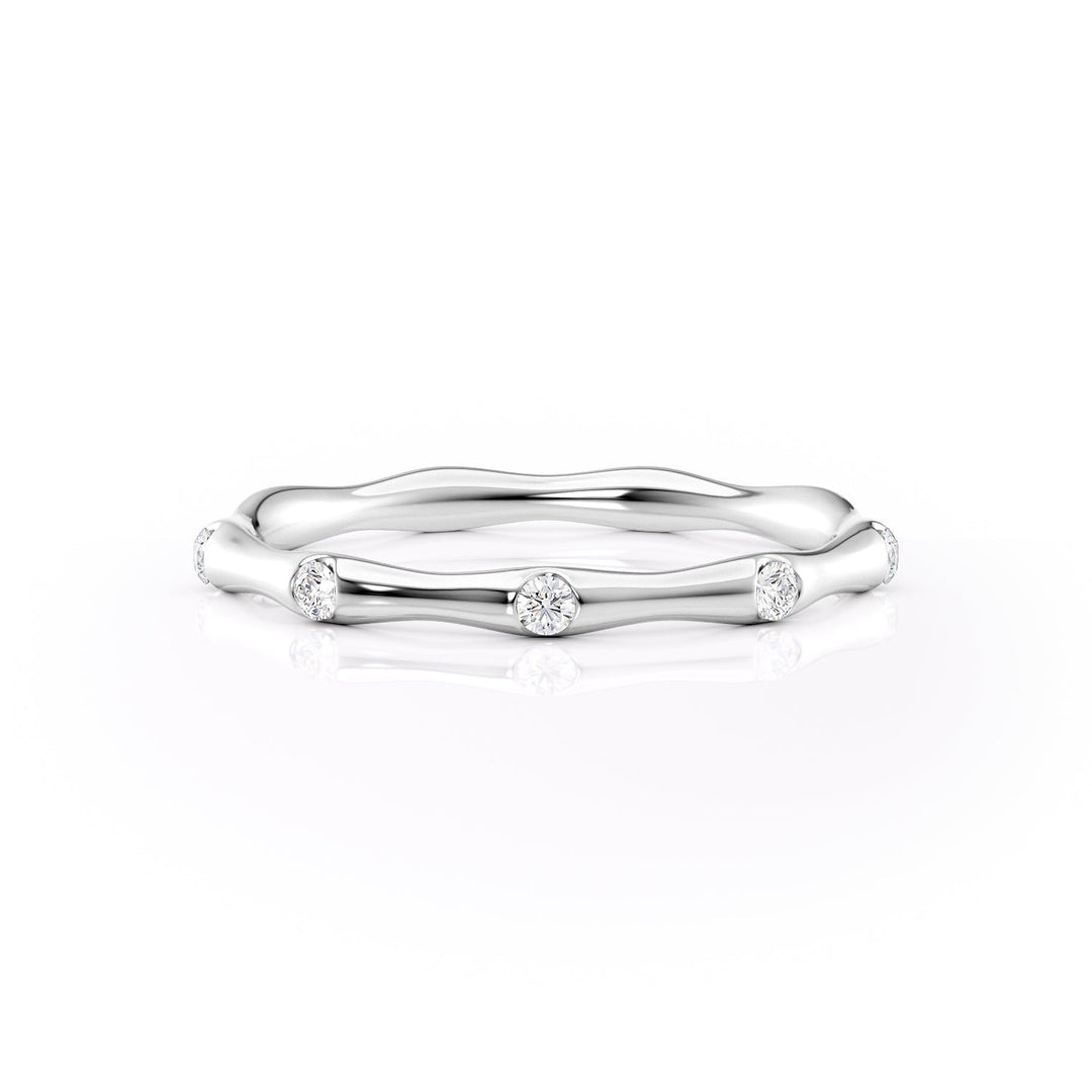 The Sabrina Wedding Bands Diamonds Half Way 14K White#material_14k-white