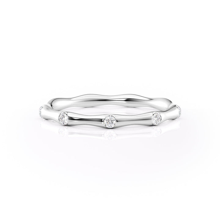 The Sabrina Wedding Bands Diamonds Half Way 14K White#material_14k-white