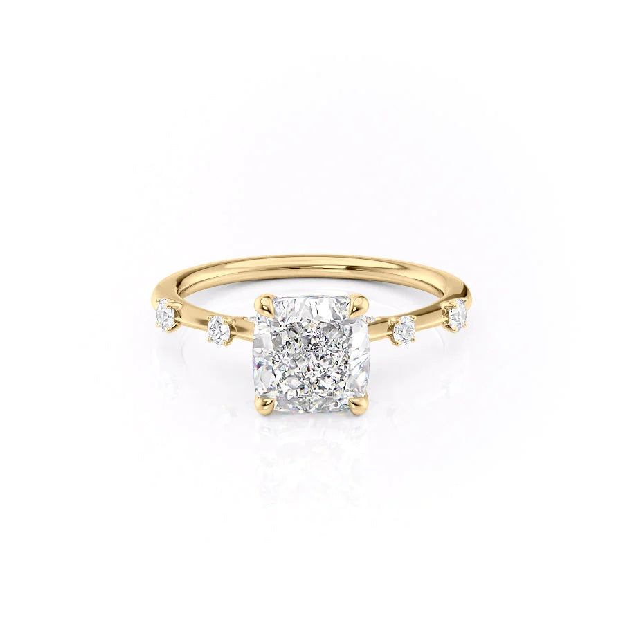 The Sasha Set With Cushion Side Stone Lab Diamond 1 Carat 14K Gold#material_14k-gold