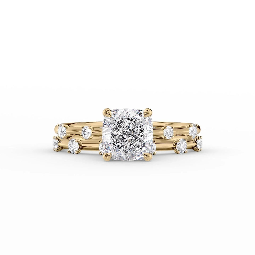 The Sasha Set With Cushion Side Stone Moissanite#material_14k-gold