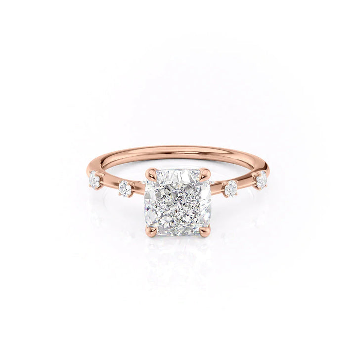 The Sasha Set With Cushion Side Stone Lab Diamond 1 Carat 14K Rose#material_14k-rose