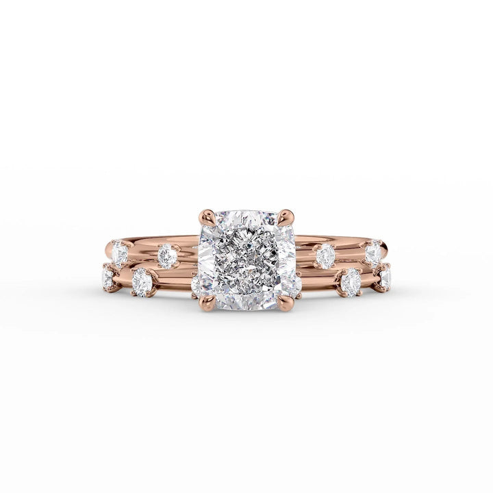 The Sasha Set With Cushion Side Stone Lab Diamond 2 Carat 14K Rose#material_14k-rose