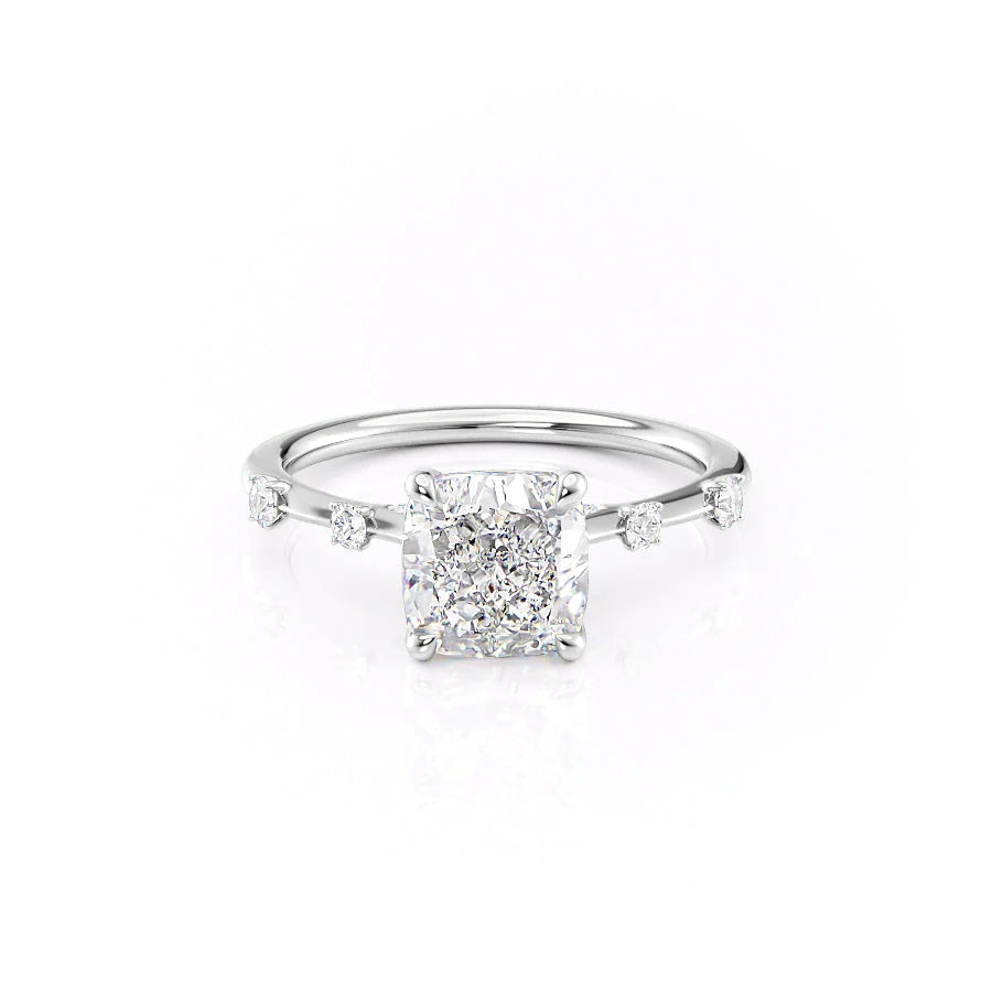 The Sasha Set With Cushion Side Stone Lab Diamond 1 Carat 14K White#material_14k-white